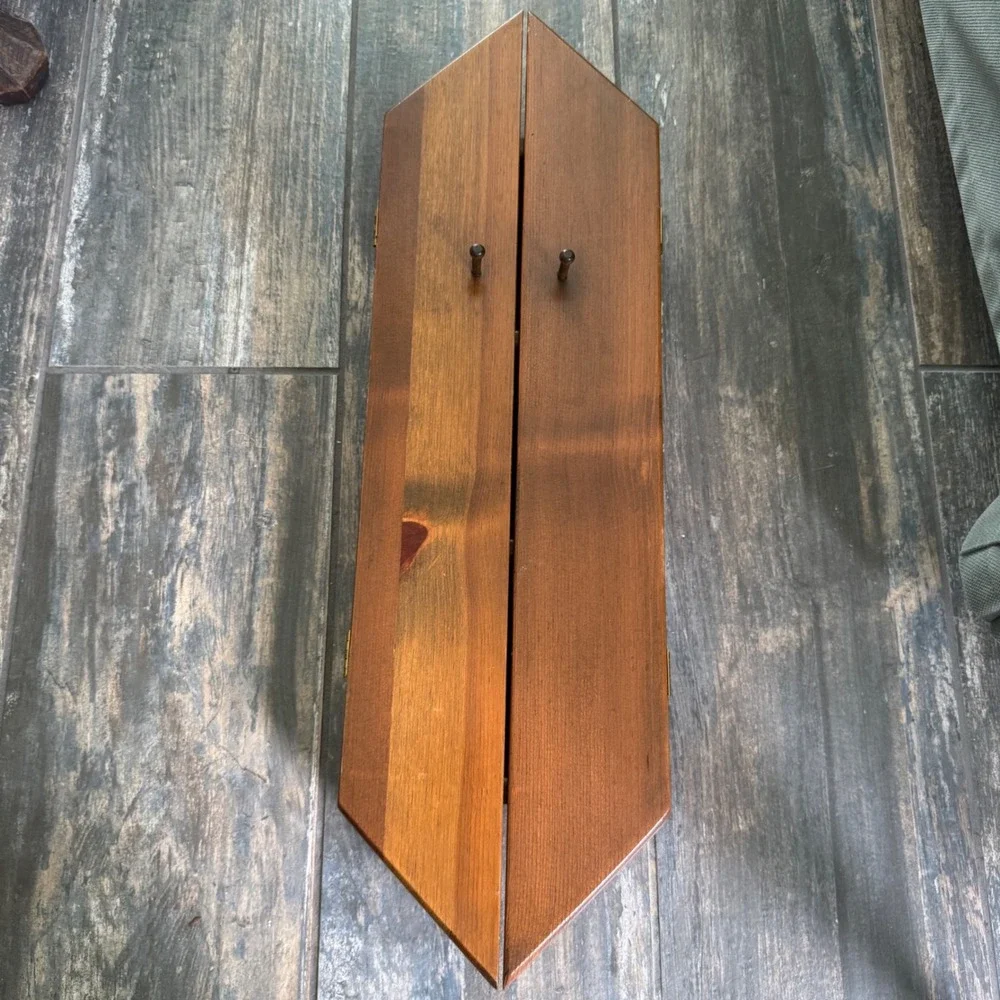 Gothic Coffin Wood Curio Cabinet Wall Hanging Jewelry Box Shadow Box Brown Large